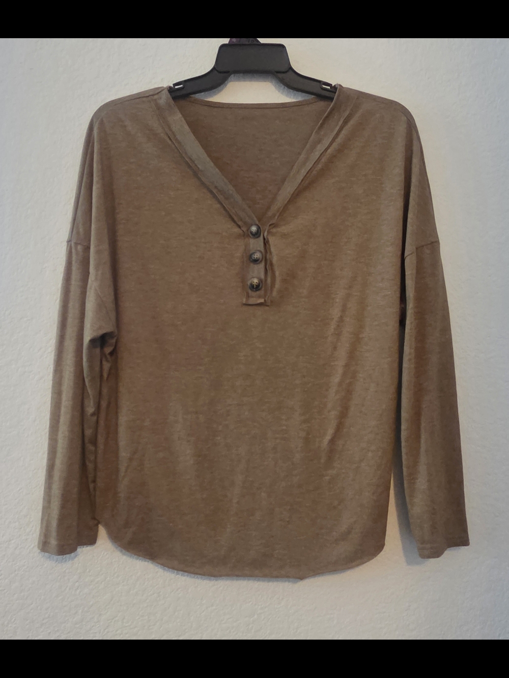 SHEIN Olive-Brown Casual Henley Top